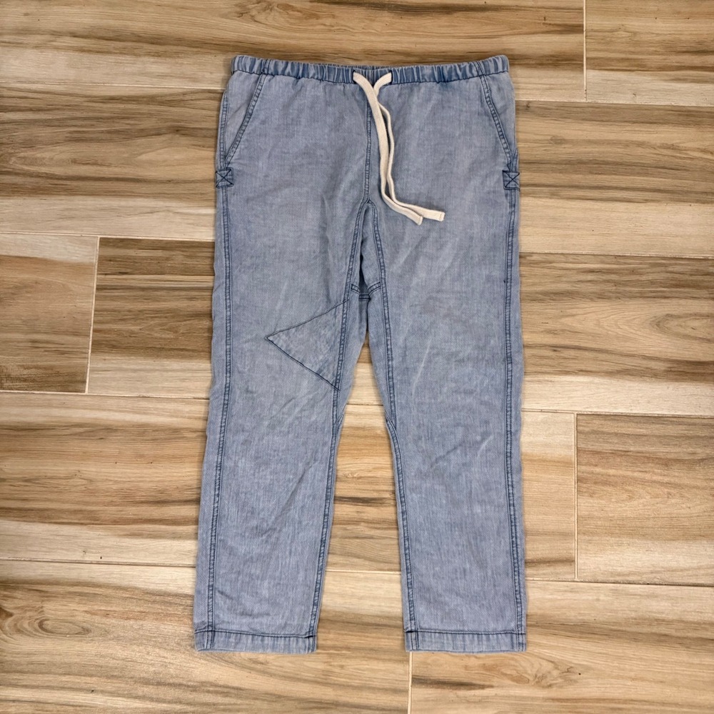 FreeCity Life Nature Love Blue Cotton Drawstring Pants Small Made in USA